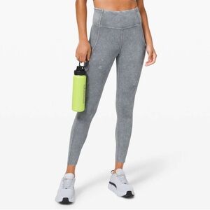 Lululemon Fast & Free High Rise Tight 25" *Ice Dye Ice Wash Asphalt Grey Size 10